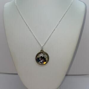 Silver-Tone Clear Textured Rhinestone Necklace